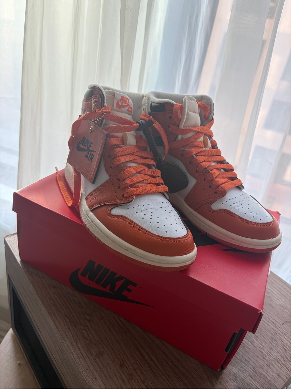 Nike Air Jordan 1 Mid Orange/White Men's Sneakers